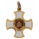 British military interest unmarked gold and enamel Distinguished Service Order miniature cross,