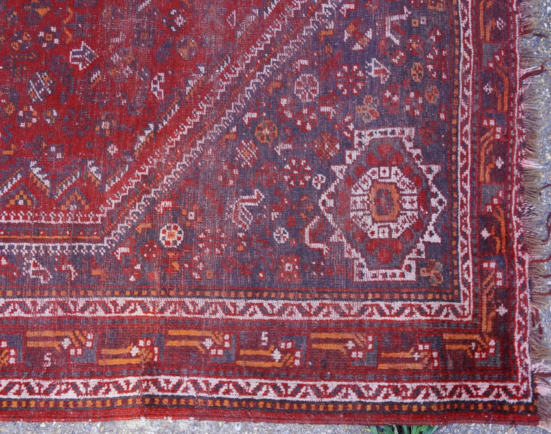 Large Persian red ground rug having an all over geometric design, 270cm x 220cm : For further - Image 7 of 8