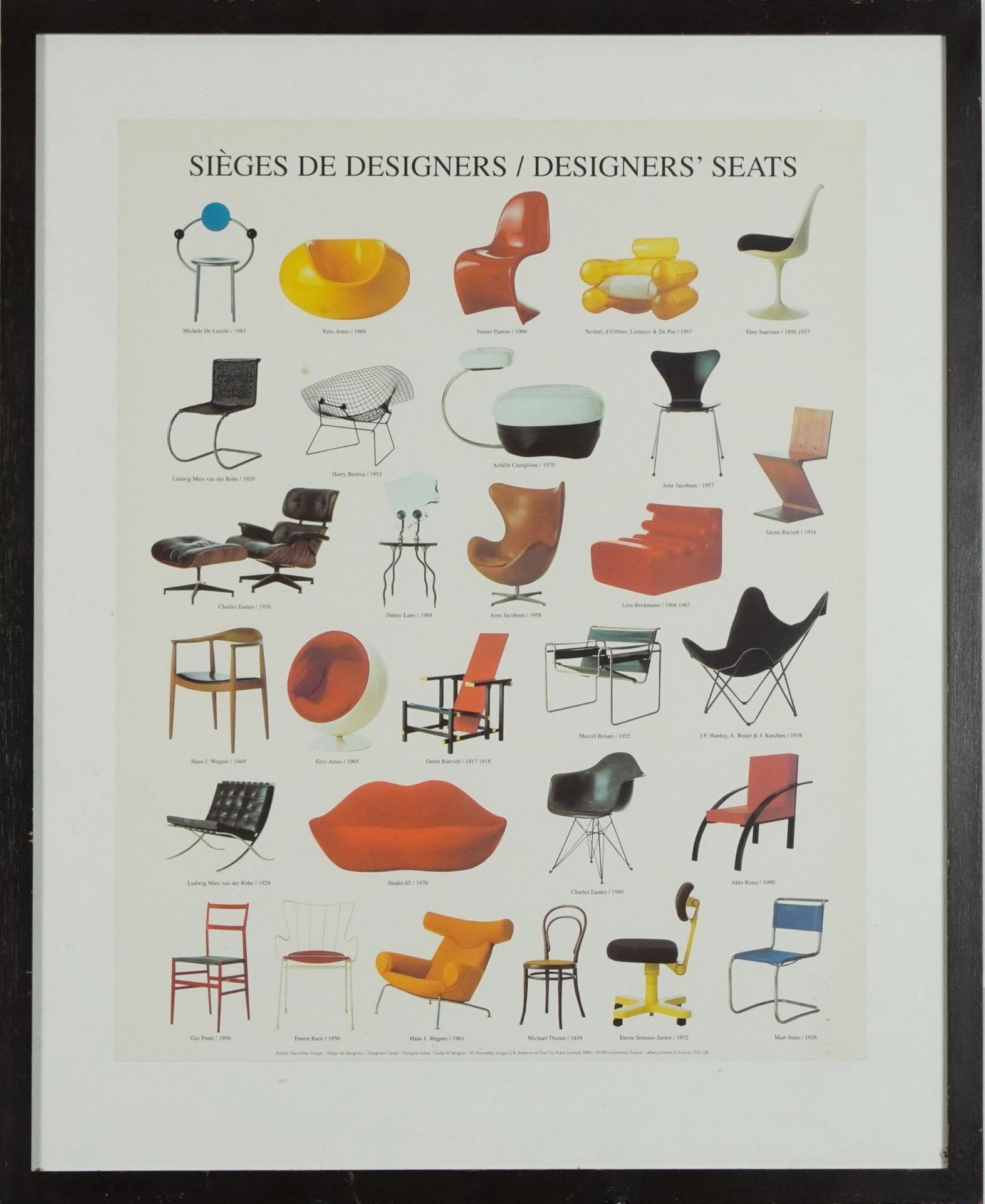 Designer's Seats, mid century style poster published The YVY Press Limited, offset printed in - Image 2 of 3