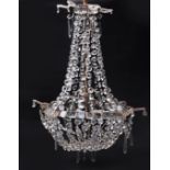 Early 20th century cut glass chandelier, 80cm high x 45cm in diameter : For further information on