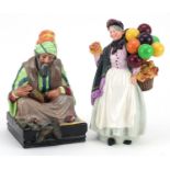 Two Royal Doulton figures comprising Biddy Penny Farthing HN1843 and Cobbler HN1706, the largest