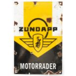 Zundapp Motorradar enamel advertising sign, 30cm x 20cm : For further information on this lot please
