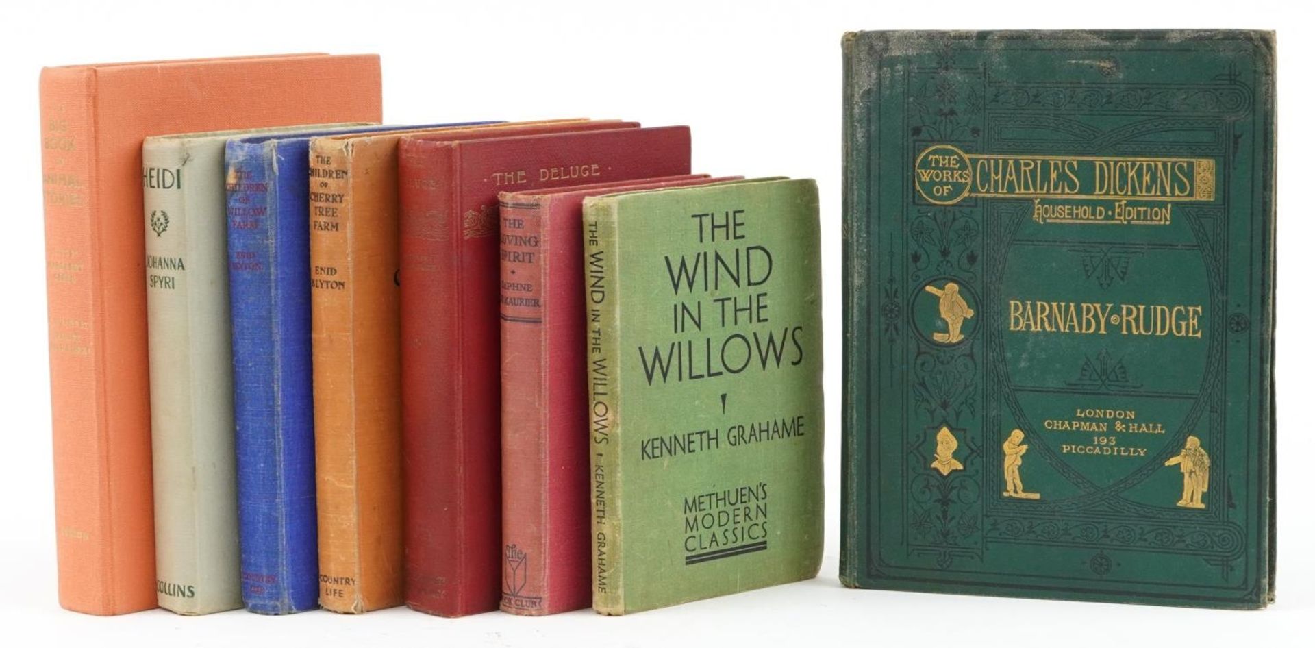 Early 20th century children's hardback books comprising The Wind in the Willows, The Works of