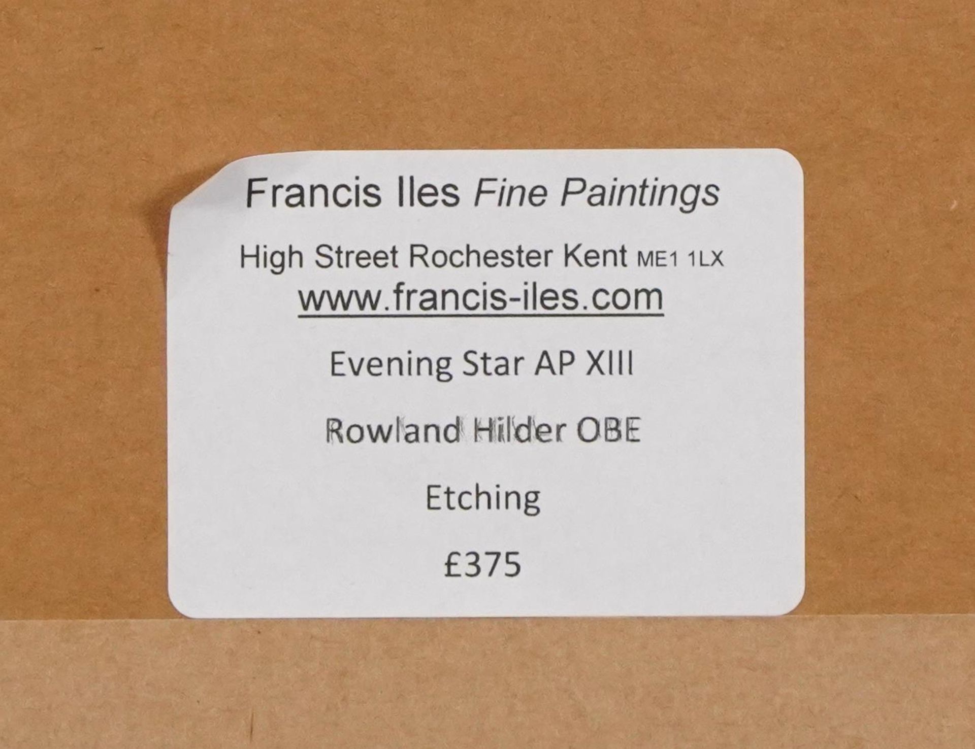 Rowland Hilder - Evening Star, pencil signed artist's proof etching in colour, Francis Iles label - Image 5 of 5