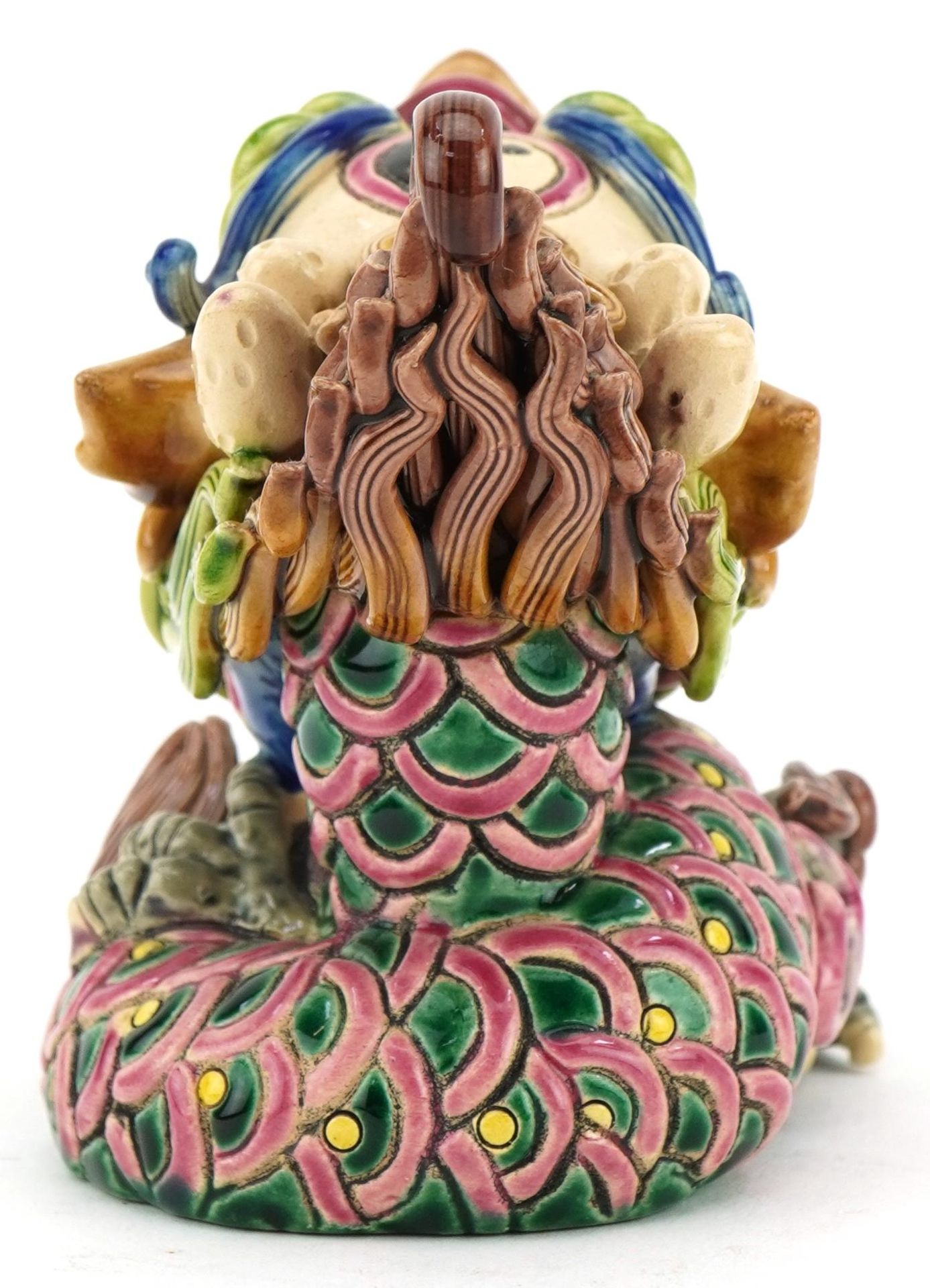 Chinese porcelain figure of a stylised dragon with Yin Yang, impressed character marks to the - Image 4 of 8
