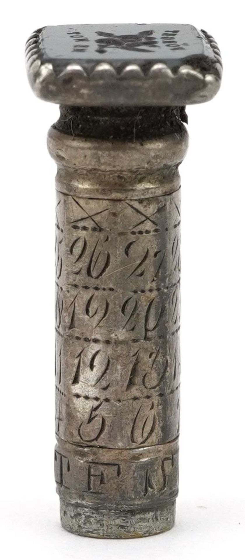 Georgian unmarked silver calendar wax seal, 'Forget me not', 3cm high : For further information on - Image 3 of 6