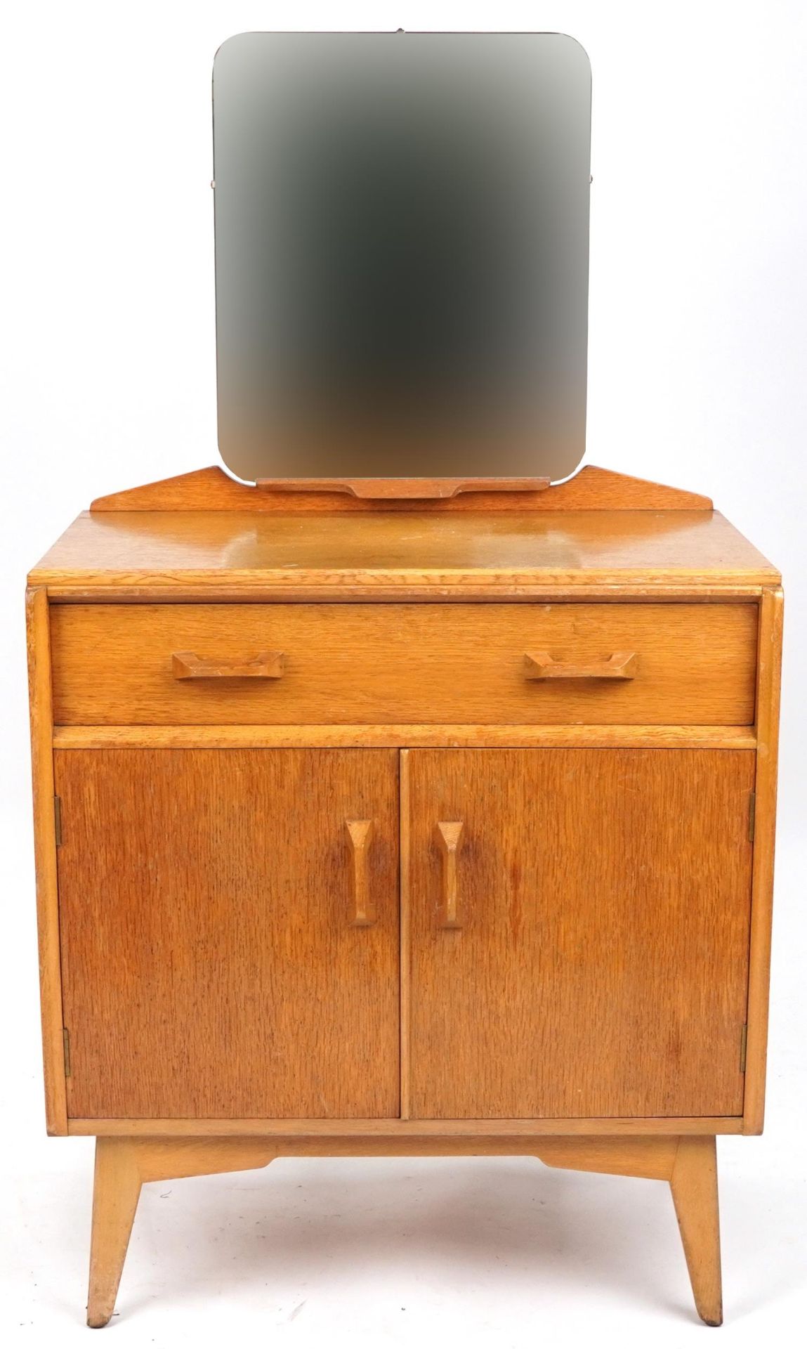 G Plan E Gomme, mid century teak dressing table with mirrored back above a drawer and pair of - Image 2 of 6