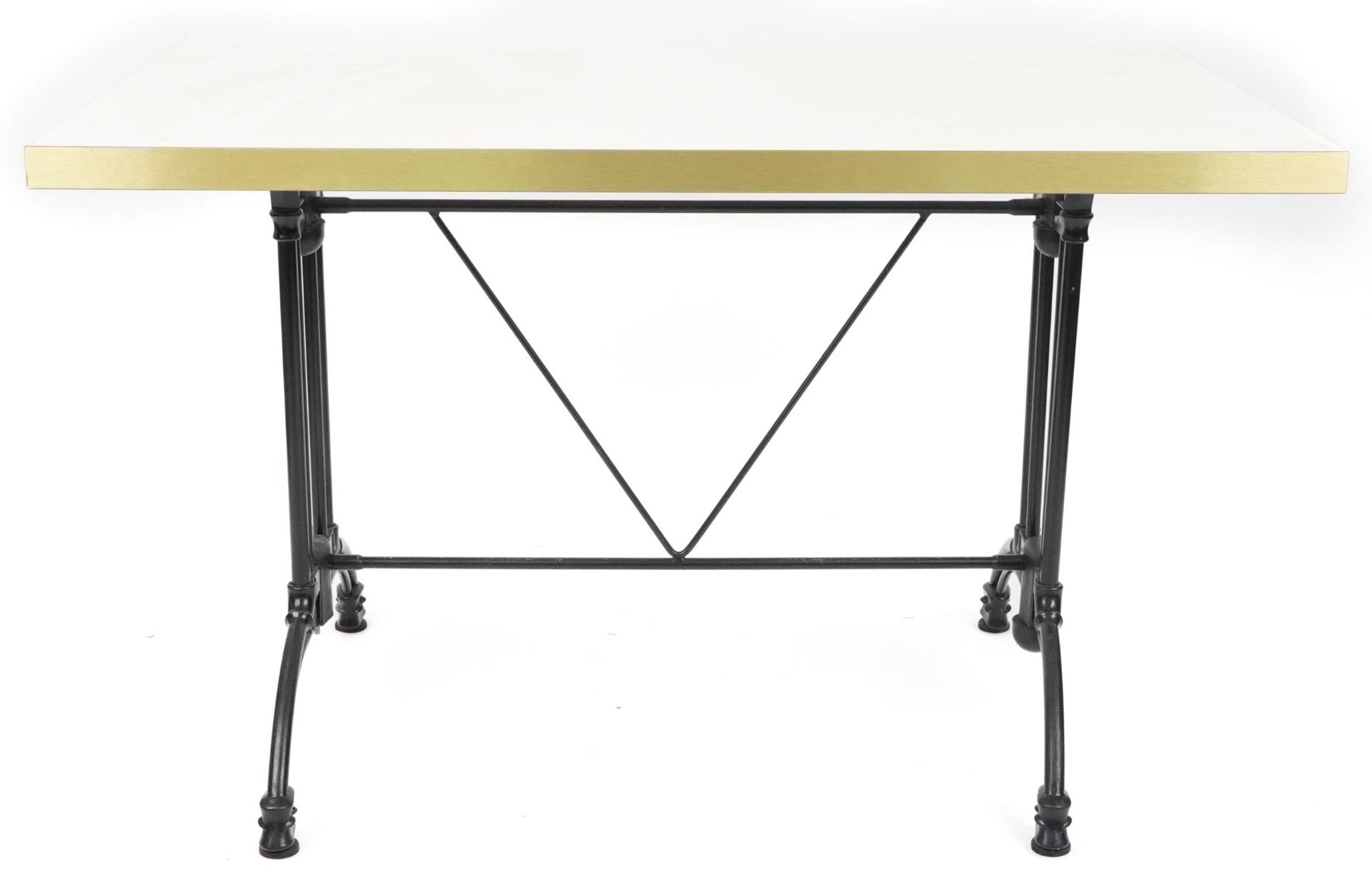 Industrial cast iron and melamine dining table, 74cm H x 120cm W x 75cm D : For further - Image 4 of 4
