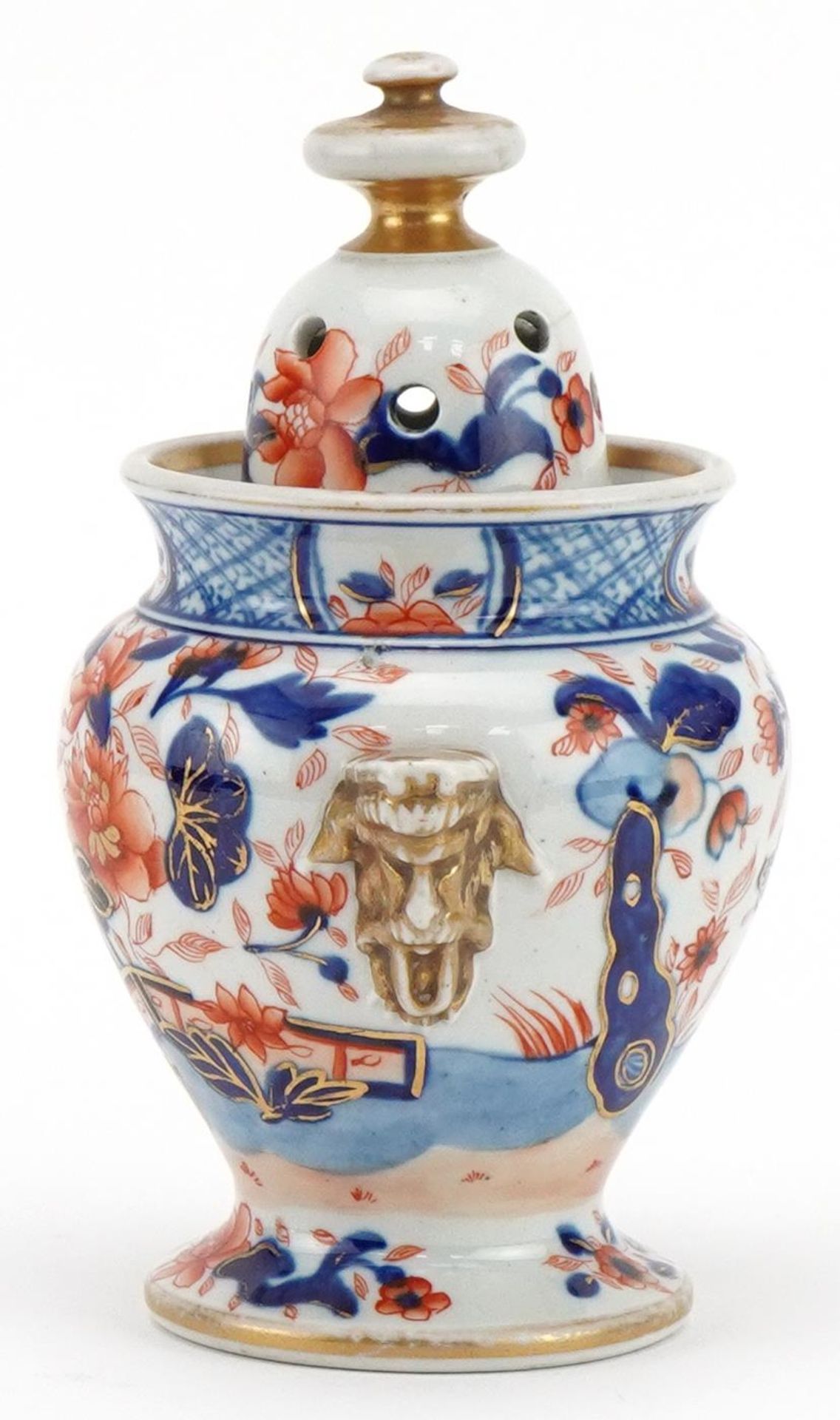 Masons, 19th century ironstone pot pourri vase and cover with handles decorated in the Imari - Bild 2 aus 7