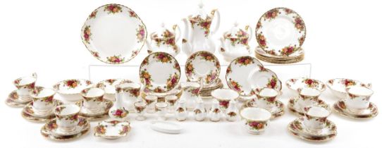 Royal Albert Old Country Roses tea and coffee ware including coffee pot, two teapots, trios and