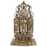 Chino Tibetan gilt bronze figure group of three deities, 28cm high : For further information on this