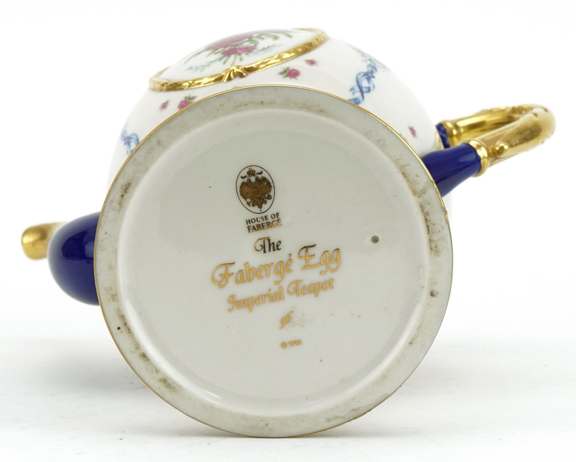 Franklin Mint House of Faberge Faberge Egg Imperial porcelain teapot, 24cm high : For further - Image 3 of 3