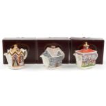 Three Sadler Classic Collection teapots with boxes, the largest 20cm in length : For further