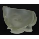 Scandinavian style frosted glass bowl in the form of a face, 21cm in length : For further