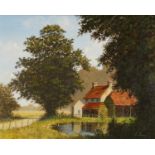 Edward Hersey - The Duck Pond, British oil on canvas, A R Whibley & Son inscribed label verso,