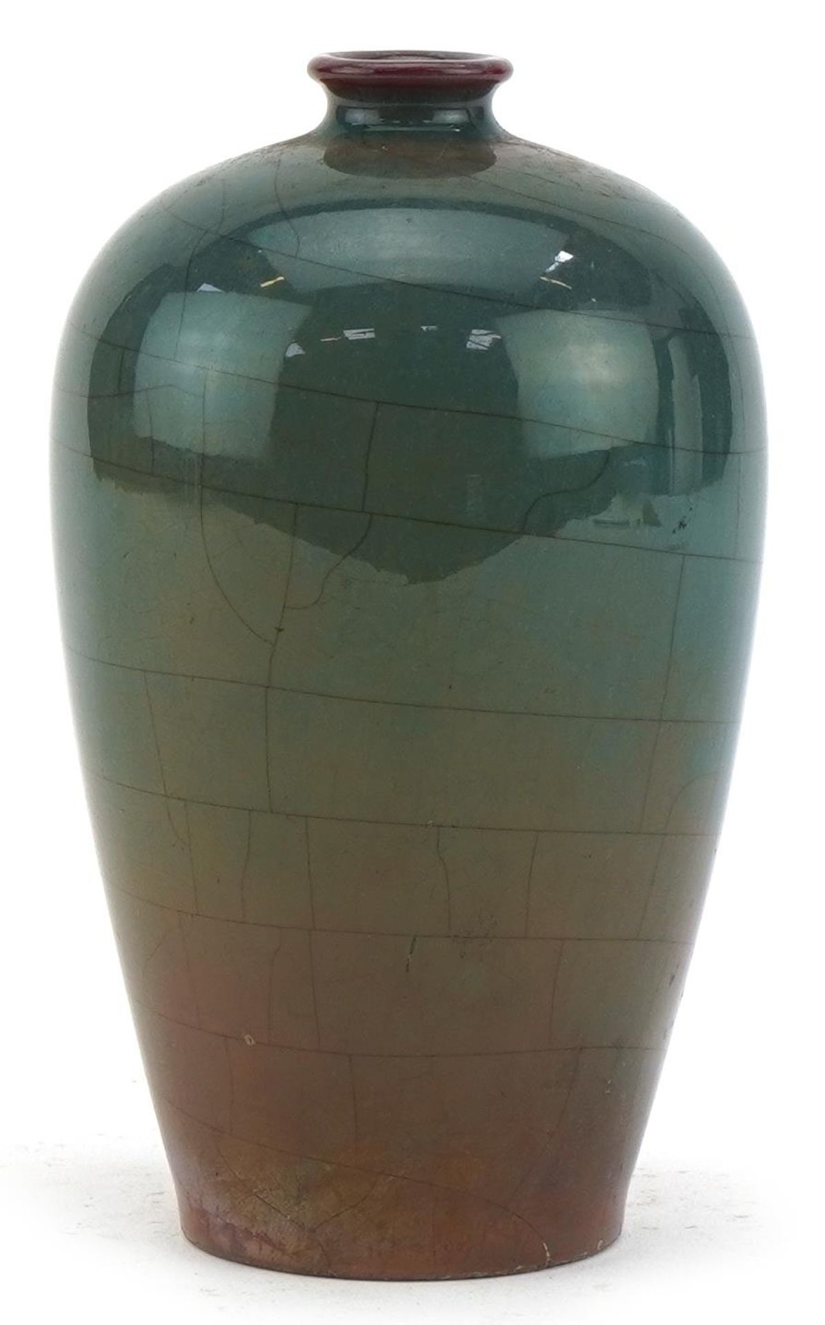 Ashworth, Arts & Crafts pottery vase having a blue and red glaze, 12.5cm high : For further - Bild 4 aus 6
