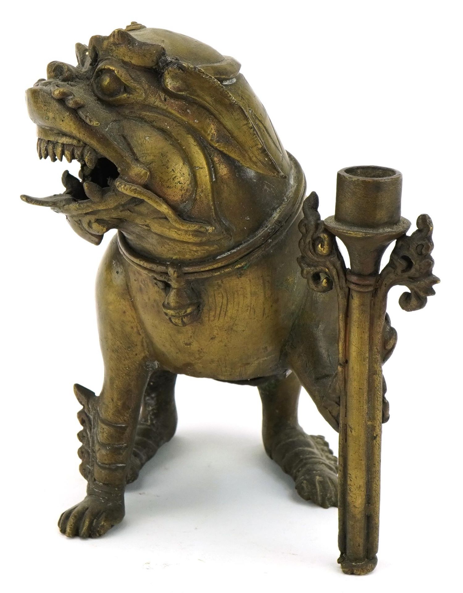 Chinese patinated bronze incense burner in the form of a mythical animal, 18cm high : For further - Bild 2 aus 6