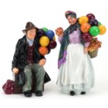 Two Royal Doulton figures comprising Biddy Penny Farthing HN1843 and The Balloon Man HN1954, 22cm