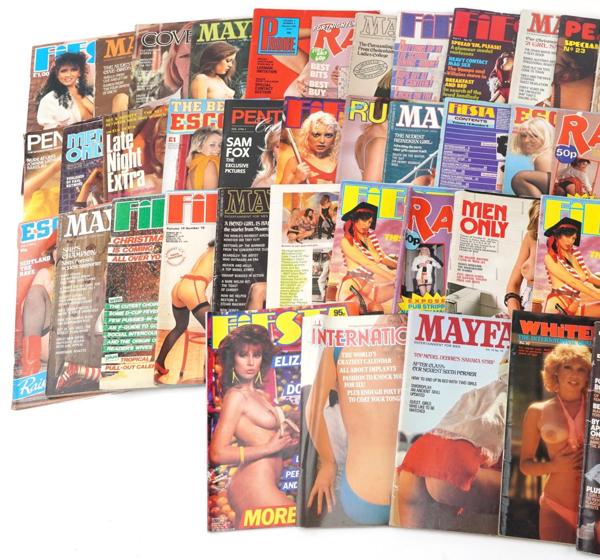 Large collection of vintage adult magazines including Mayfair, Fiesta, Knave, Peaches, Penthouse, - Bild 2 aus 3