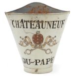 Chateauneuf du Pape painted tin advertising grape pickers hod/bucket, 62cm high : For further