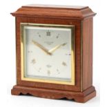 Walnut Elliott mantle clock with brass columns retailed by E G Routley of Croydon, 16cm high : For
