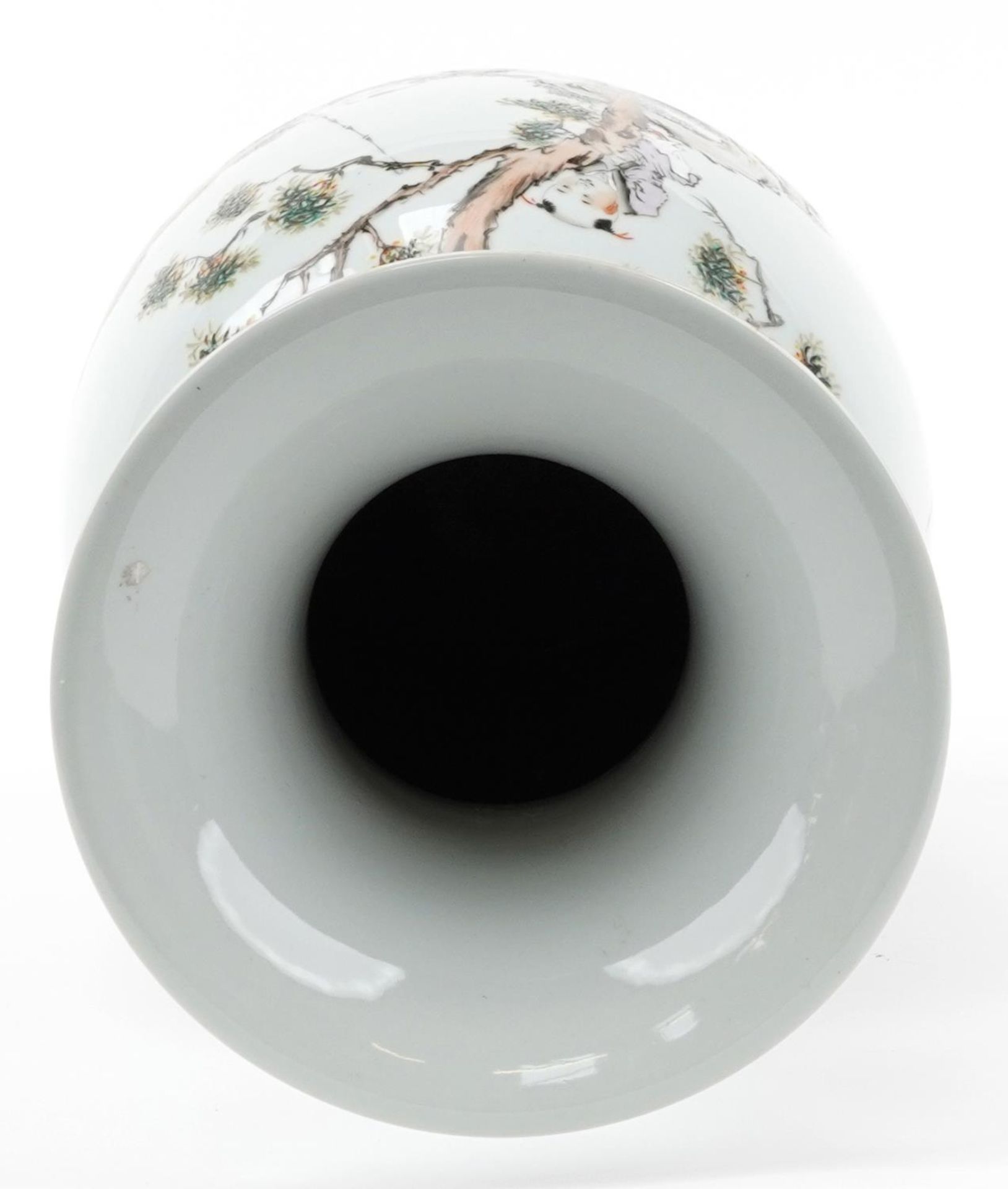 Large Chinese porcelain vase with handles hand painted in the famille rose palette with children - Image 7 of 8