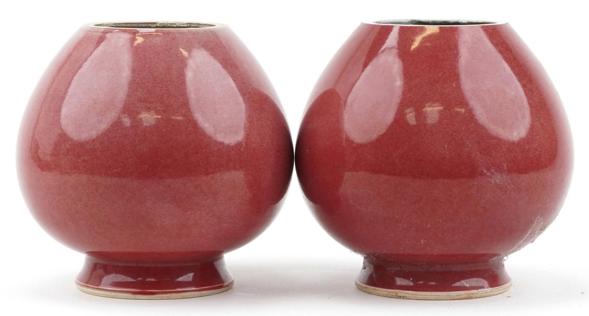 Pair of Chinese porcelain vases having sang de boeuf glazes, six figure character marks to the - Bild 2 aus 7