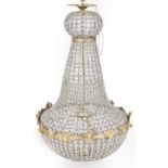 Large ornate chandelier with gilt metal mounts, 105cm high x 65cm in diameter : For further