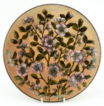 Christopher Dresser for Linthorpe, Arts & Crafts pottery plate enamelled with stylised flowers,