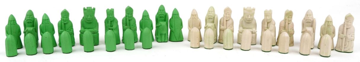 Isle of Lewis pattern chess set, the largest pieces each 9.5cm high : For further information on