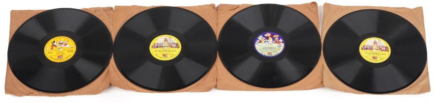 Four Walt Disney His Master's Voice vinyl records including Bambi Love is a song and Alice in