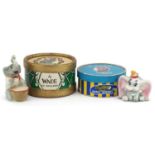 Two Wade Hat Box and Drum Dox Whimsies with boxes comprising Trunky number 4 and Dumbo, the