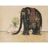 Ronald Searle - Elephant, print in colour, unframed 64.5cm x 49.5cm : For further information on