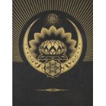 Shepard Fairey - Obey Lotus Crescent, silkscreen and diamond dust, framed and glazed, 87cm x 66.