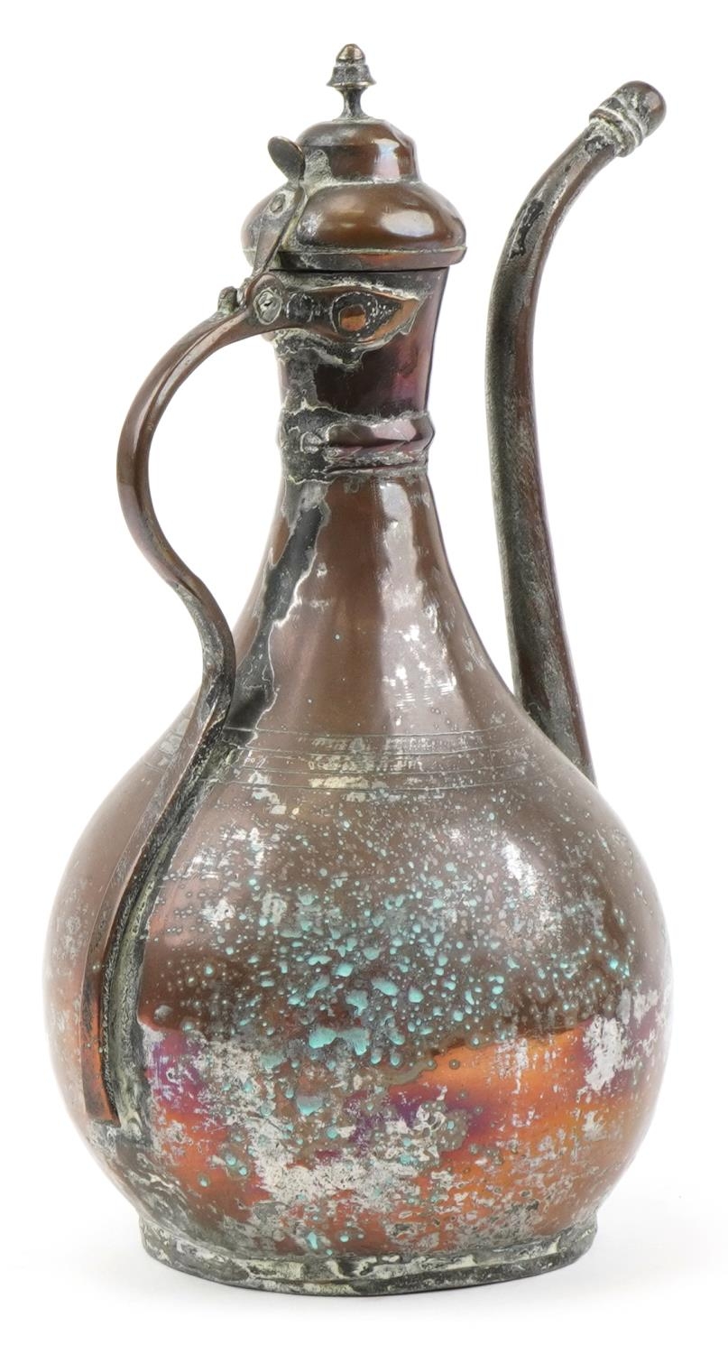 Large middle eastern copper coffee pot, 37cms tall : For further information on this lot please - Image 2 of 3