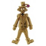 9ct gold articulated clown pendant set with a sapphire and ruby, 3cm high, 2.9g : For further