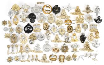 Military interest cap badges including Gloucestershire, Fearnaught and Royal Hampshire : For further