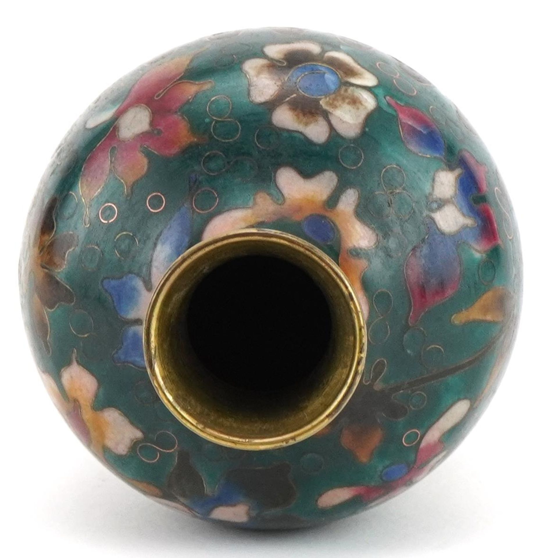 Chinese baluster cloisonne vase enamelled with flowers, 24cm high : For further information on - Image 5 of 6