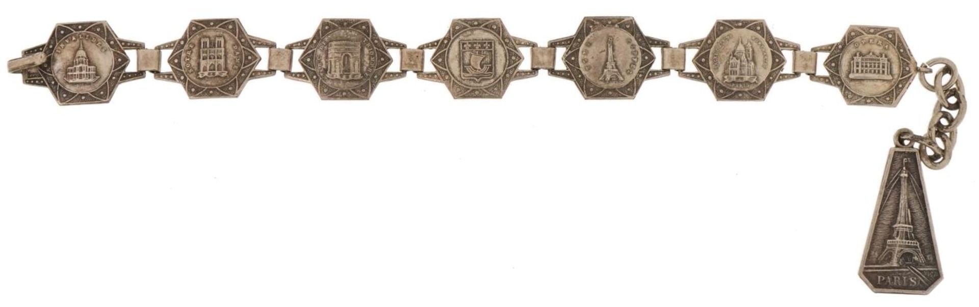 French silver souvenir bracelet impressed Filigrane Depose, 15cm in length, 12.2g : For further - Image 2 of 4
