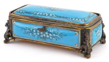 19th century French Tahan R De La Paix enamel casket with ormolu mounts finely hand painted with