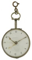 Lenham, George III silver open face pocket watch, with enamelled dial and fusee movement numbered