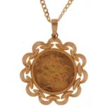 Queen Victoria 1899 gold sovereign, Sydney mint with 9ct gold pendant mount on a 9ct gold curb
