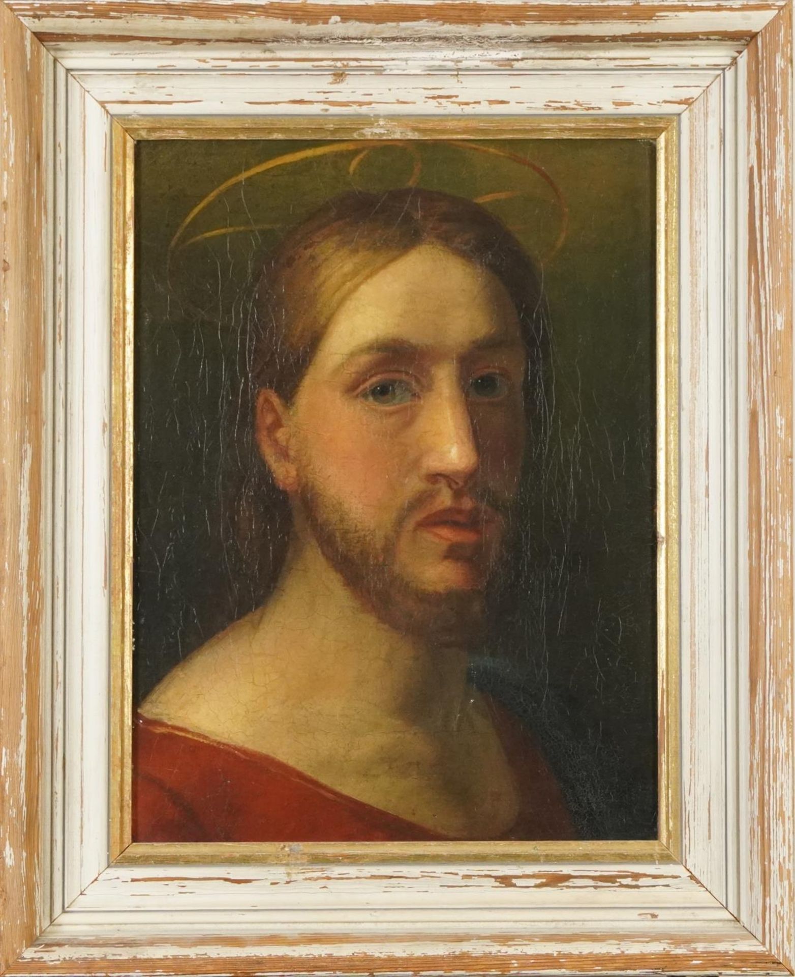 Portrait of Christ, antique Old Master oil on canvas, mounted, unframed, 38.5cm x 29cm excluding the - Bild 2 aus 3