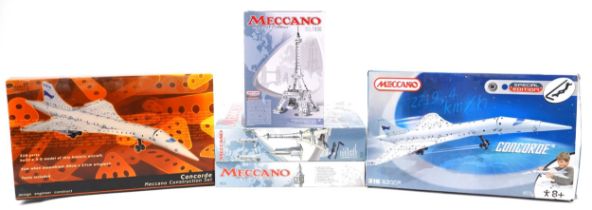 Five Meccano construction sets with boxes, including four Special Edition, comprising numbers