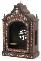 Chinese hardwood clock case with mother of pearl inlay, 48.5cm H x 32.5cm W x 15cm D : For further