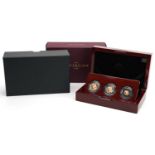 Elizabeth II 2020 The Sovereign three coin gold proof set by The Royal Mint with certificate of