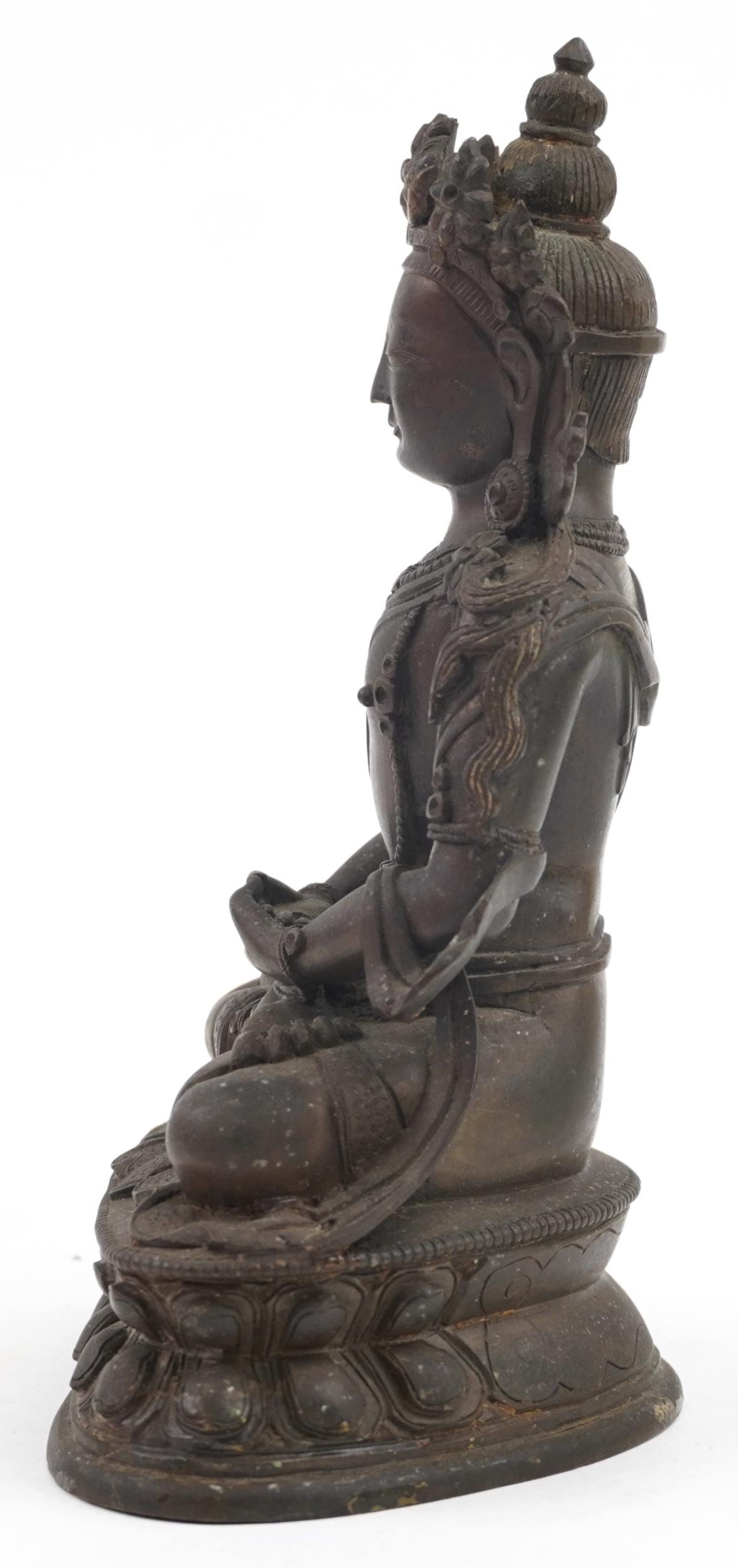 18th Century Chino Tibetan bronze buddha of Tara, 18cms tall : For further information on this lot - Image 2 of 6