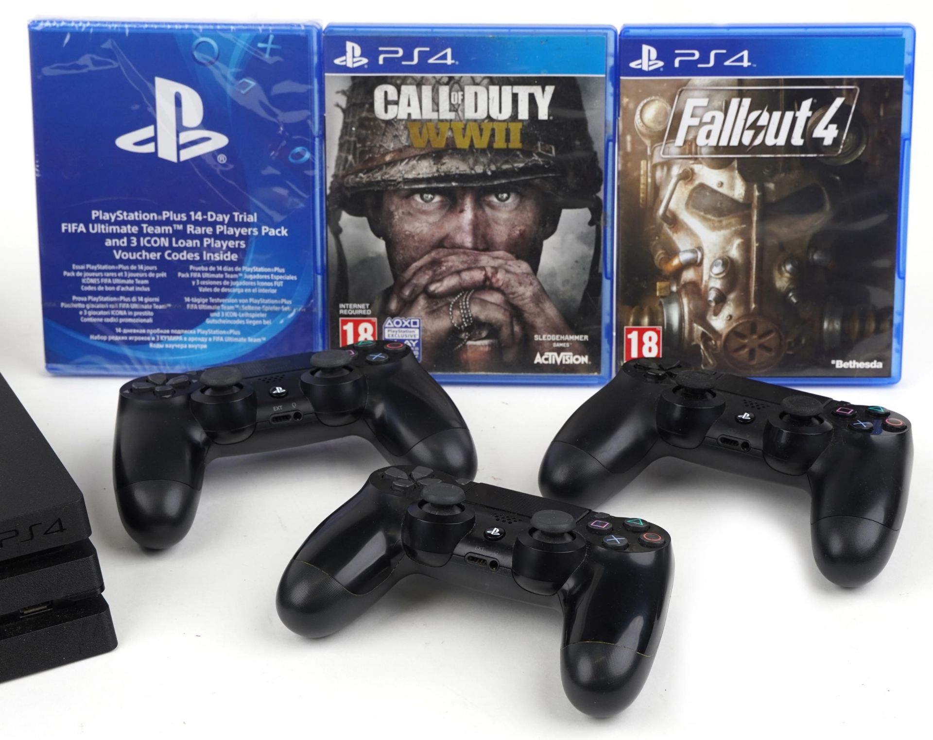 Sony PlayStation 4 games console with three controllers and two games : For further information on - Image 3 of 3