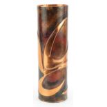 Sam Fanaroff, Arts & Crafts style cylindrical vase decorated in low relief with stylised motifs,