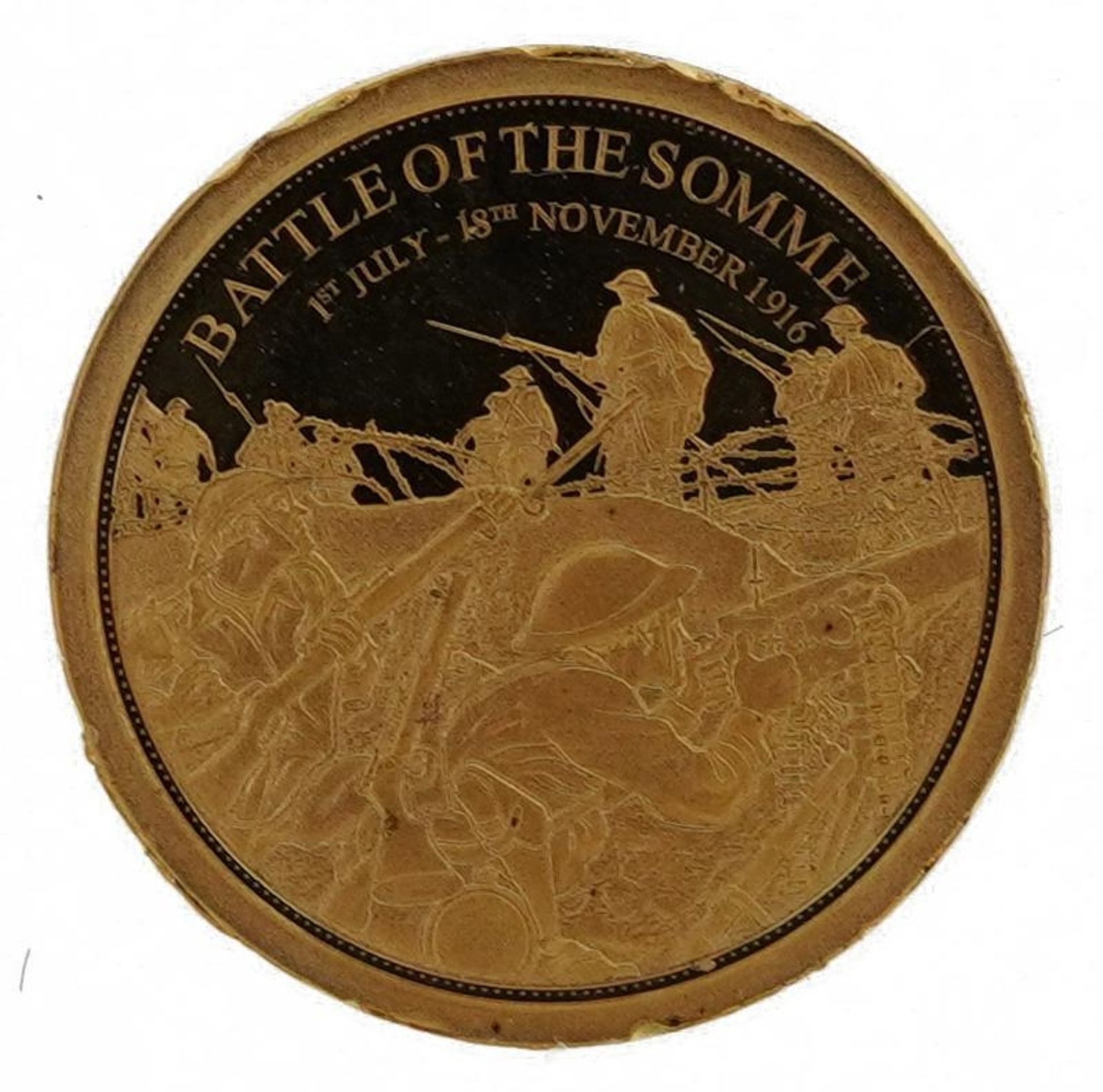 14ct gold History of Britain Battle of the Somme miniature gold coin : For further information on - Image 2 of 4